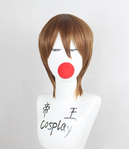 帝王cosplay假发cos海马濑人游戏王1048棕色层次短发定制假毛