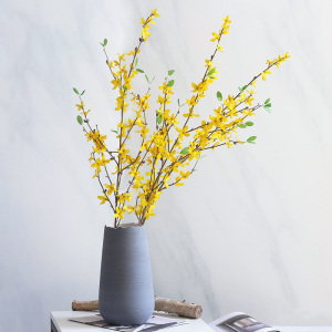 迎春花假花单支客厅花束装饰摆设布艺小黄花高花瓶插花长枝仿真花