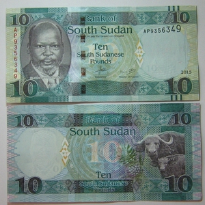 南苏丹10镑pound2015年全新外国钱币保真收藏纸钞south sudan水牛