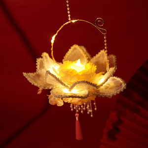 古风手持莲花灯汉服手提流苏步摇宫灯拍照灯笼中国风手工荷花灯