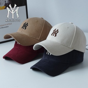 MLBLEATOO男女帽子2024春季新款硬顶磨毛刺绣棒球帽韩版鸭舌帽
