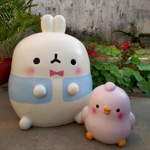 网红卡通土豆兔molang户外摆件玻璃钢商场门厅雕塑花园草坪兔装饰