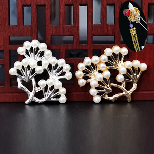 diy手工古风步摇发簪饰品配件合金松树树枝松枝迎客松80