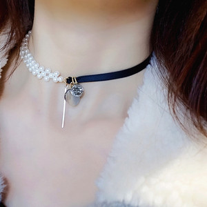 韩国新款手工装饰项链小众设计ins锁骨链女短款脖链脖子饰品颈带