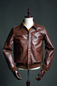 环球出品a2飞行夹克复刻二战空军复古苯胺植鞣马皮革栗棕色