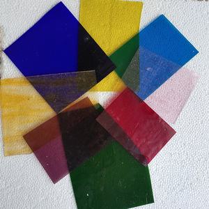 包邮清透彩色原色玻璃云母片diy灯具画框烛台手工材料10*10cm