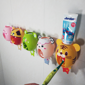 儿童自动挤牙膏器卡通可爱卫生间壁挂式 懒人挤牙膏神器免打孔