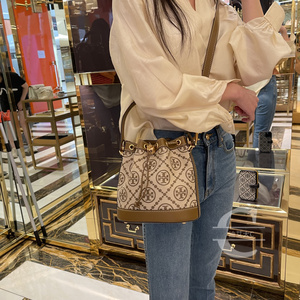 美国直邮tory burch/tb中号金球抽绳水桶包t monogram正价79487