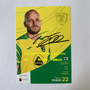 英超 诺维奇 普基签名卡 印刷签名卡官方卡21-22赛季