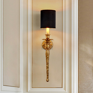 法式轻奢客厅背景墙壁灯卧室床头灯欧式简约复古楼梯黑色全铜壁灯