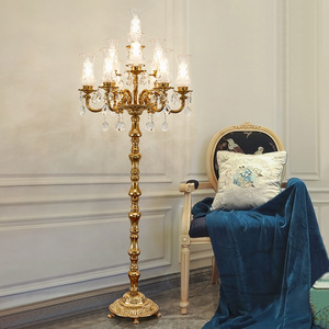 欧式奢华高档全铜落地灯大客厅灯具法式复古卧室灯多头水晶落地灯