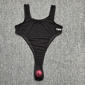 男士连体衣青年性感丝滑网纱透明透视透气丁字裤连体背心情趣内衣