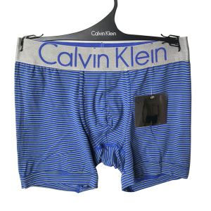 美国专柜ck正品 steel经典宽边银色logo腰男士滑面长平角内裤2719