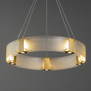 后现代轻奢创意个性卧室玻璃圆形吊灯简约大气客厅网红圆环吊灯