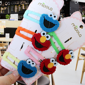 芝麻街学生儿童撞色糖糖果色手工不织布bb发夹掰掰嘎嘣夹头饰发饰