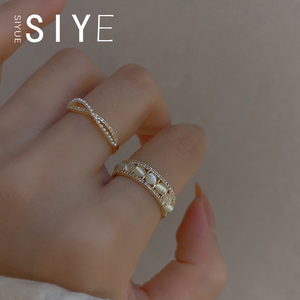 【SIYUE】镀14k真金猫眼石戒指女小众设计轻奢时尚个性珍珠食指戒
