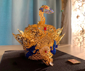 白云观道教道士用品法器莲花冠精品定制道帽高功帽太极铜莲花冠