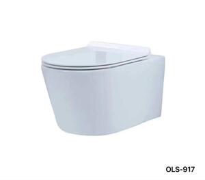 欧路莎墙排坐便器ols-917壁挂式马桶 脲醛材质盖板 专利无唇设计