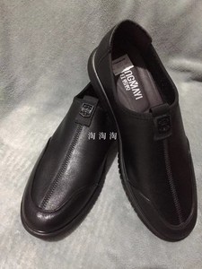 温州品牌红蚂蚁平跟软底英伦休闲全真牛皮套脚一脚蹬男士单皮鞋