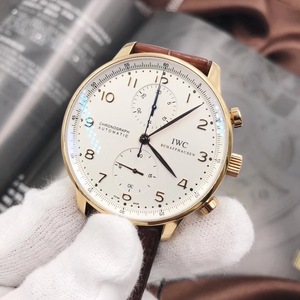 正品万国葡萄牙系列手表 41mm 计时 18k玫瑰金自动机械男表 iw371