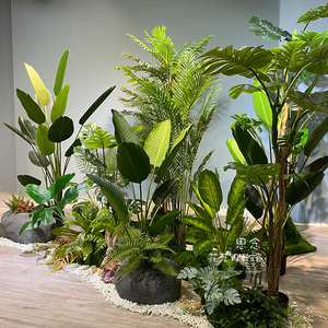 热带雨林系列墙角创意搭配视觉设计感定制家居装饰大绿植仿真植物