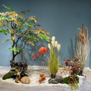 秋色仿真大绿植ins网红枫树造景餐厅入口植物橱窗搭配定制时尚风