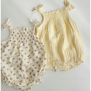 韩系夏季婴儿衣服薄款吊带包屁衣洋气婴童宝宝碎花连体衣夏装外穿