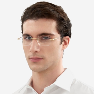 cartier卡地亚眼镜框男士无框斯文商务大脸金丝近视眼镜架ct0290o