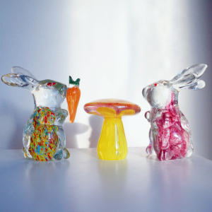 家居装饰品网红可爱动物工艺品玻璃兔子摆件桌面田园创意生日礼物