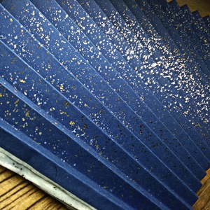 蓝色洒金洒银扇面 鱼子金真金 苏工扇面宣纸超薄扇面9.5寸16/18方