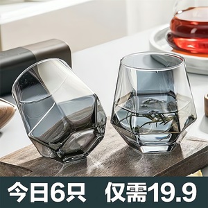 网红ins风透明彩色玻璃杯家用高颜值果汁饮料杯简约耐热喝水杯子