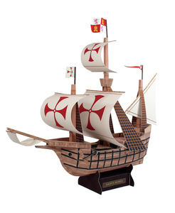 圣玛利亚号远洋帆船纸模型diy手工卡瑞克帆船模型哥伦布舰队旗舰