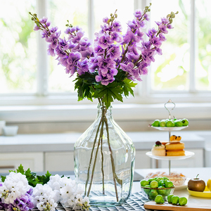 收获小屋欧式仿真花紫色飞燕草客厅插花装饰摆放餐厅假花单支绢花