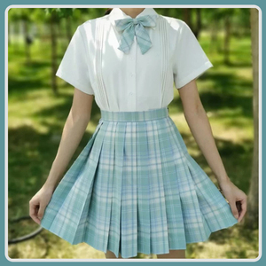 【薄荷糖】jk制服现货格裙掉落大码绿色百褶裙日本校服夏日与风铃