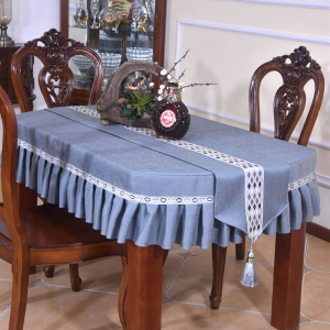 深灰色桌布纯色椭圆形餐桌布可折叠伸缩桌台布饭桌布艺桌子套罩