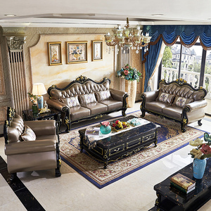 欧式真皮沙发组合大小户型奢华客厅美式高档头层牛皮实木雕花家具