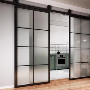 卫生间吊滑门厨房北欧室内铝合金钢化玻璃谷仓移门定制推拉门家用