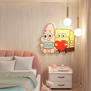 儿童房间布置海绵宝宝床头装饰品网红女孩公主卧室墙面卡通贴纸画