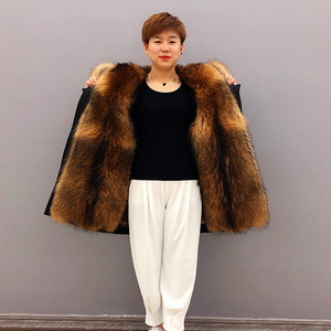 2022年冬男装派克王外套貉子青根貂皮草内胆可拆卸连帽中长款韩版