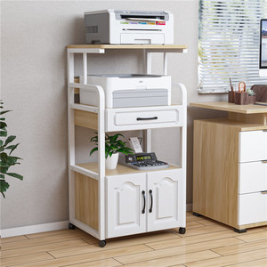 新款打印机架落地多层办公室置物架家用简约桌边收纳架带柜白色