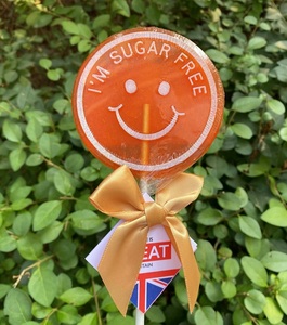 无糖英国进口天然儿童送女友柠檬橙草莓手工笑脸礼品大棒棒糖礼袋