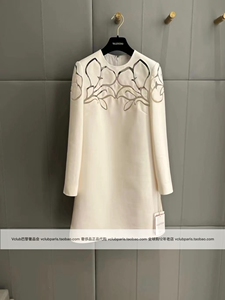 vclub正品代购valentino华伦天奴22春夏秀款白色镂空长袖连衣裙