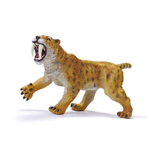 ecur重现 软胶仿真史前动物模型老虎玩具塑胶软儿童礼物剑齿虎