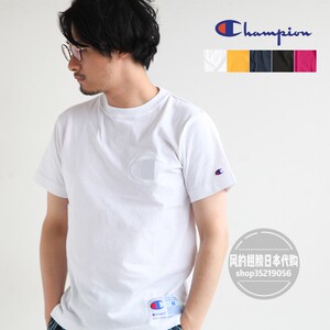 日本代购直邮champion 冠军纯色潮流大logo刺绣男女款短袖t恤