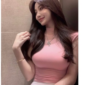 纯欲甜辣妹女装直播衣服女主播服装性感显胸大紧身粉色无袖t上衣