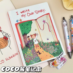 日本限定新款coco酱女孩自己的故事笔记本手帐本彩色插画横线日记
