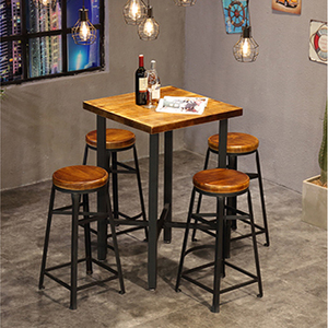 美式简约实木方桌方形吧台桌椅咖啡厅酒吧休闲桌正方形高脚桌椅子
