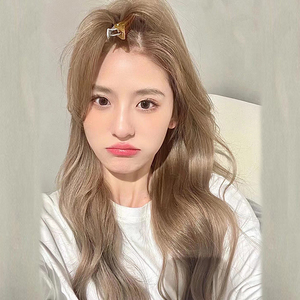 假发女夏奶灰棕色长卷发网红假发女中分jk少女ins圆脸整顶全头套