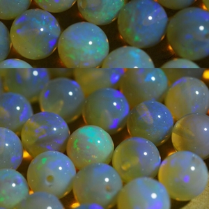 天然欧泊珠子澳洲澳宝石欧珀圆珠6-7mm手链手串手工diy半孔全孔珠