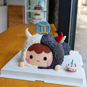 米帝欧趴趴双子座创意翻糖可爱新鲜生日蛋糕动物奶油北京同城配送